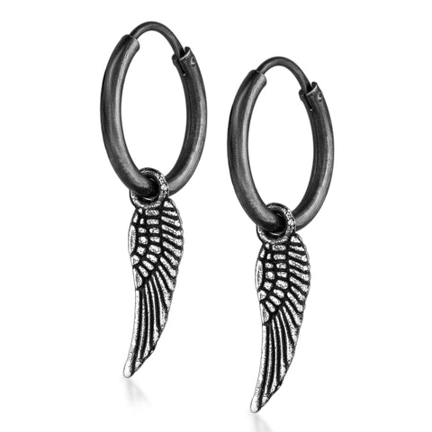 black wings earrings for men - mens earrings