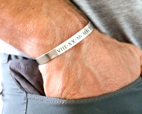 roman numeral bracelet for men - Sterling silver jewelry