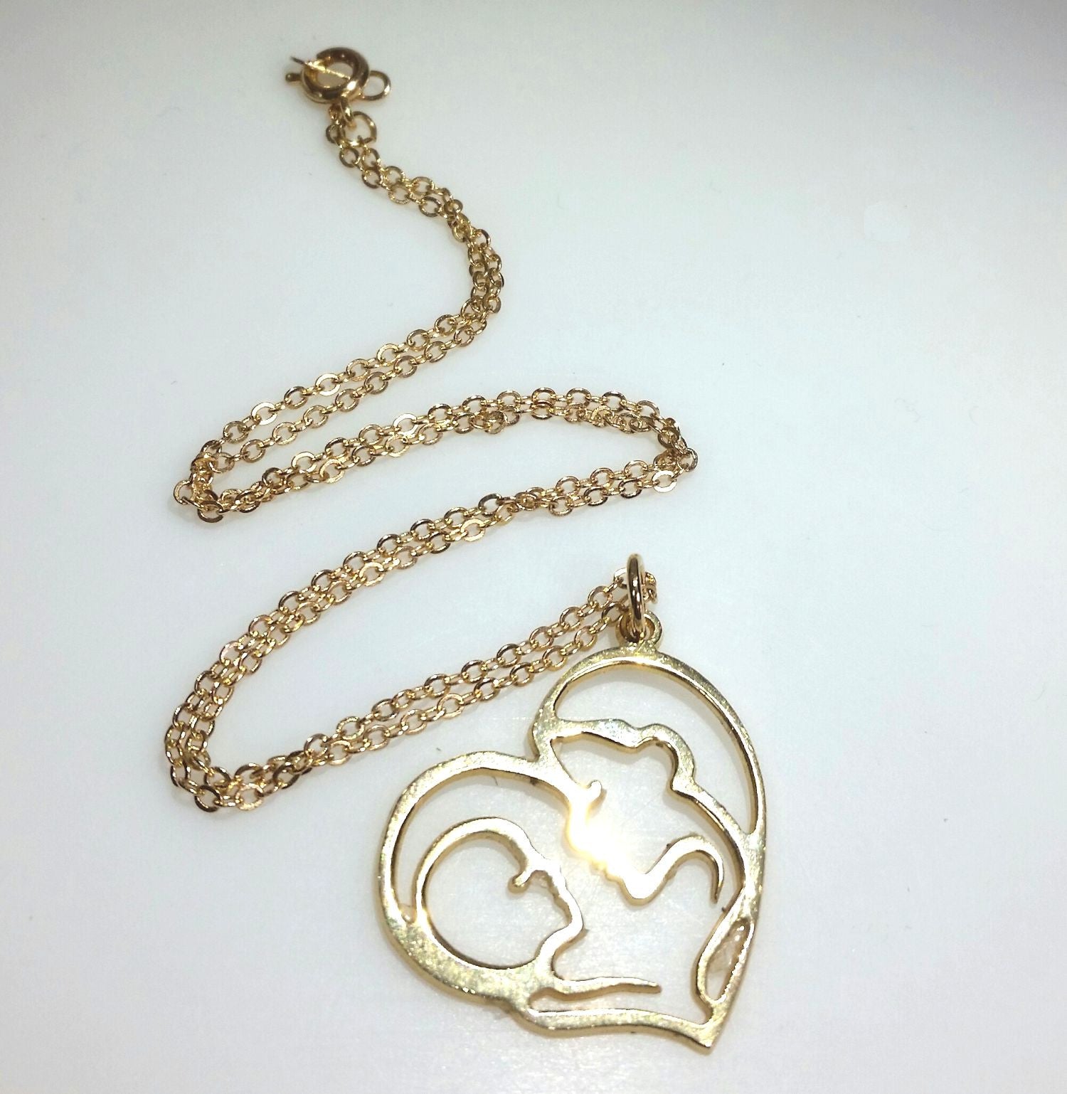 Gold Pendant Necklace Mother Daughter Gift 14K Gold
