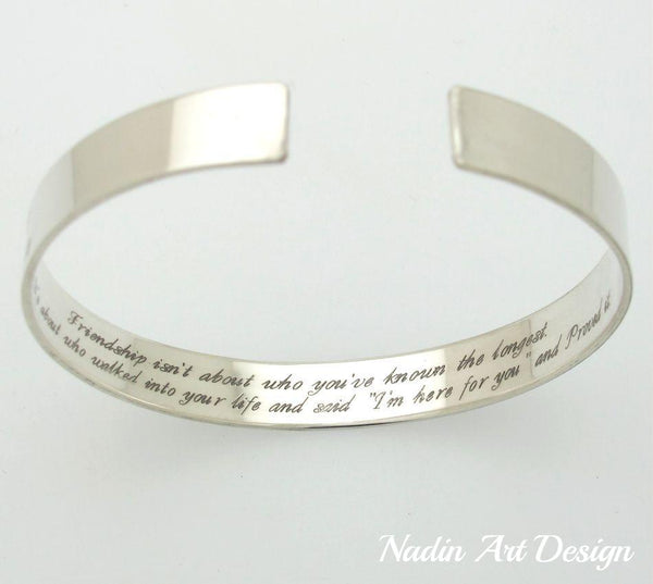 Best Friend Personalized Bracelet - Inspirational Sterling Silver Cuff ...