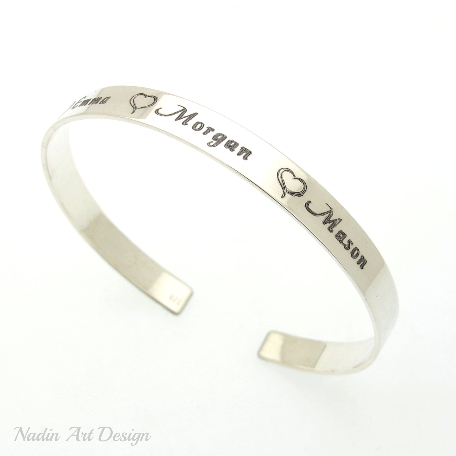 silver bracelet with words