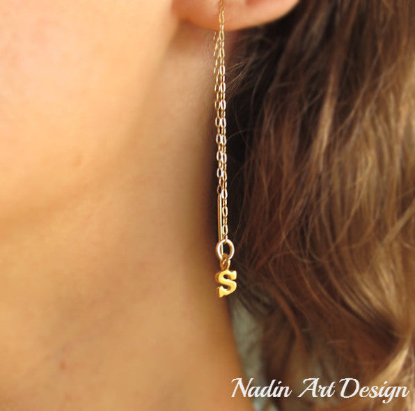 Long Rose Gold Chain Silver Threader Earrings | Otis Jaxon Jewellery