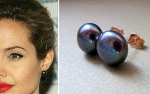 Dark Pearl Stud Earrings - 14K Gold 