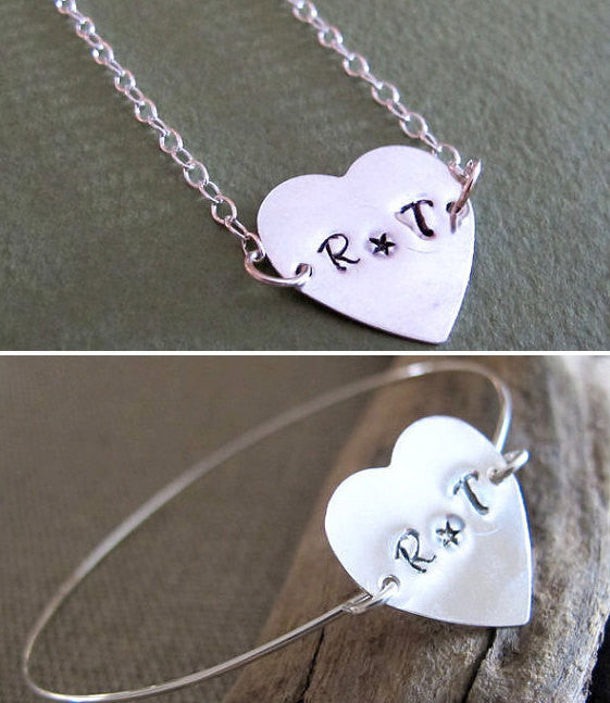 Sterling Silver Name Heart Charm Necklace Add On Heart Pendant Nadin Art Design Personalized Jewelry