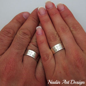 personalized couples rings set