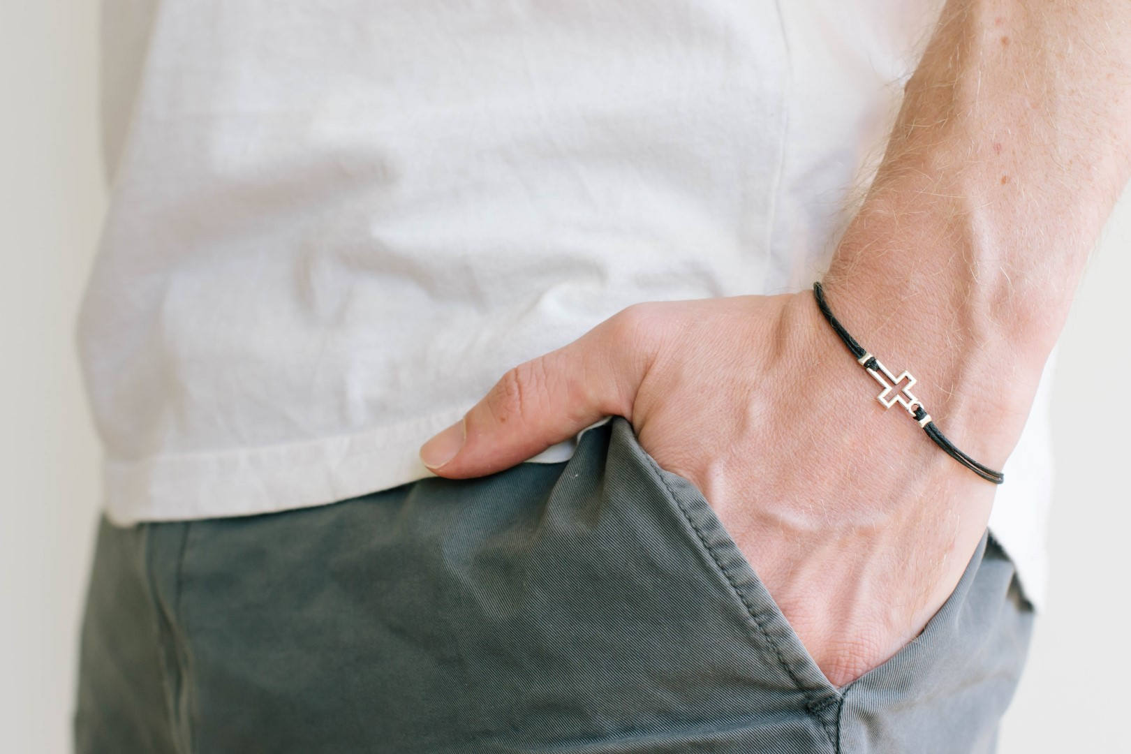 Cross bracelet for men, groomsmen gift, men's bracelet with silver ...