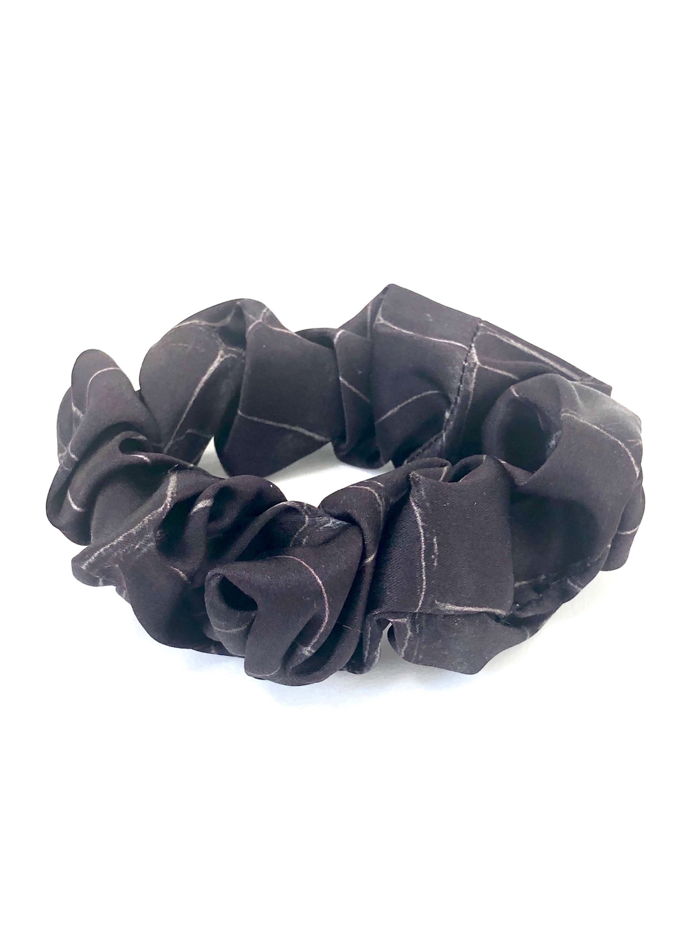 Printed Silk Hair Scrunchies + Black Croc