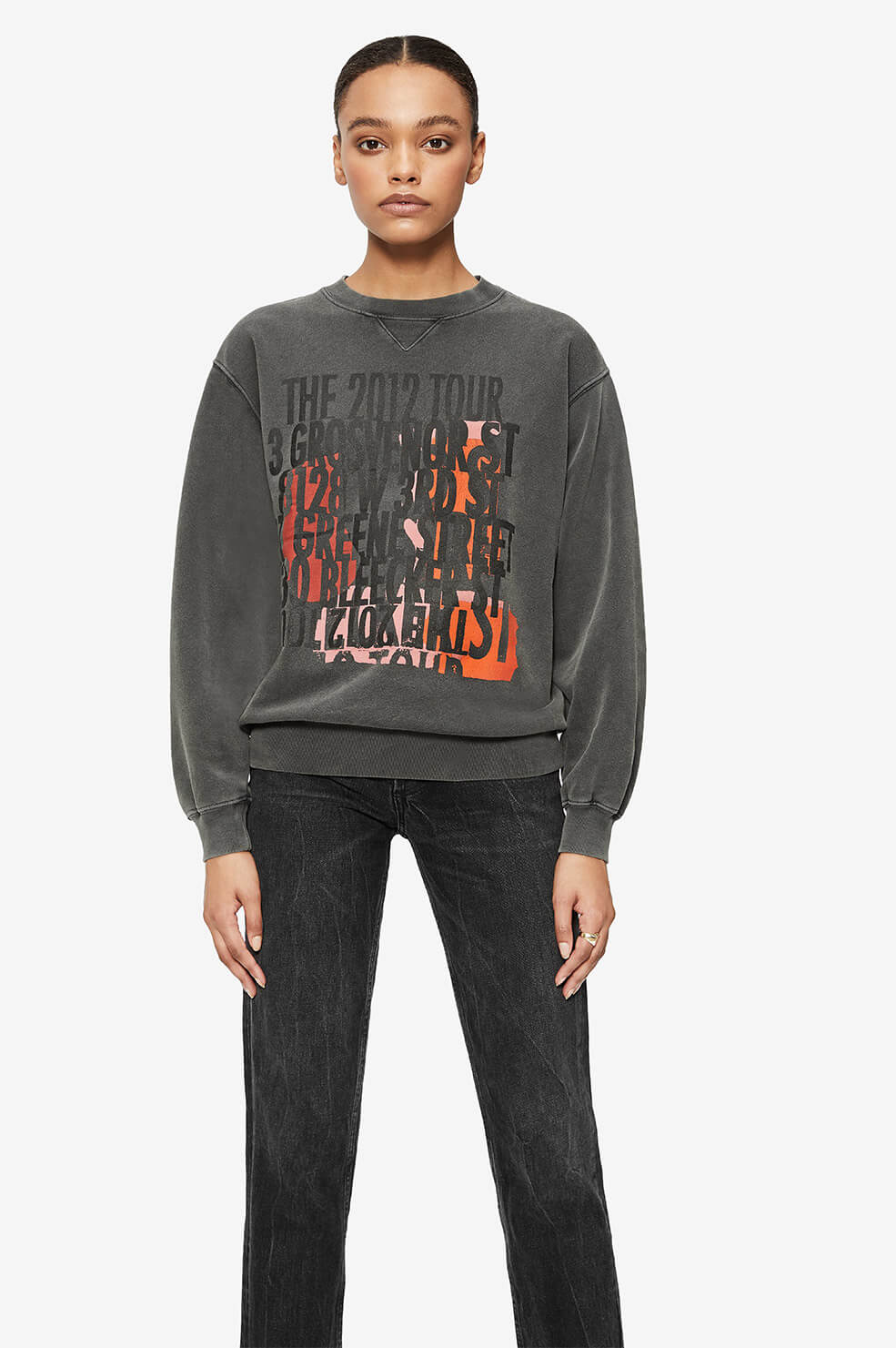 Anine Bing Ramona Cotton Sweatshirt Streets In Black ModeSens