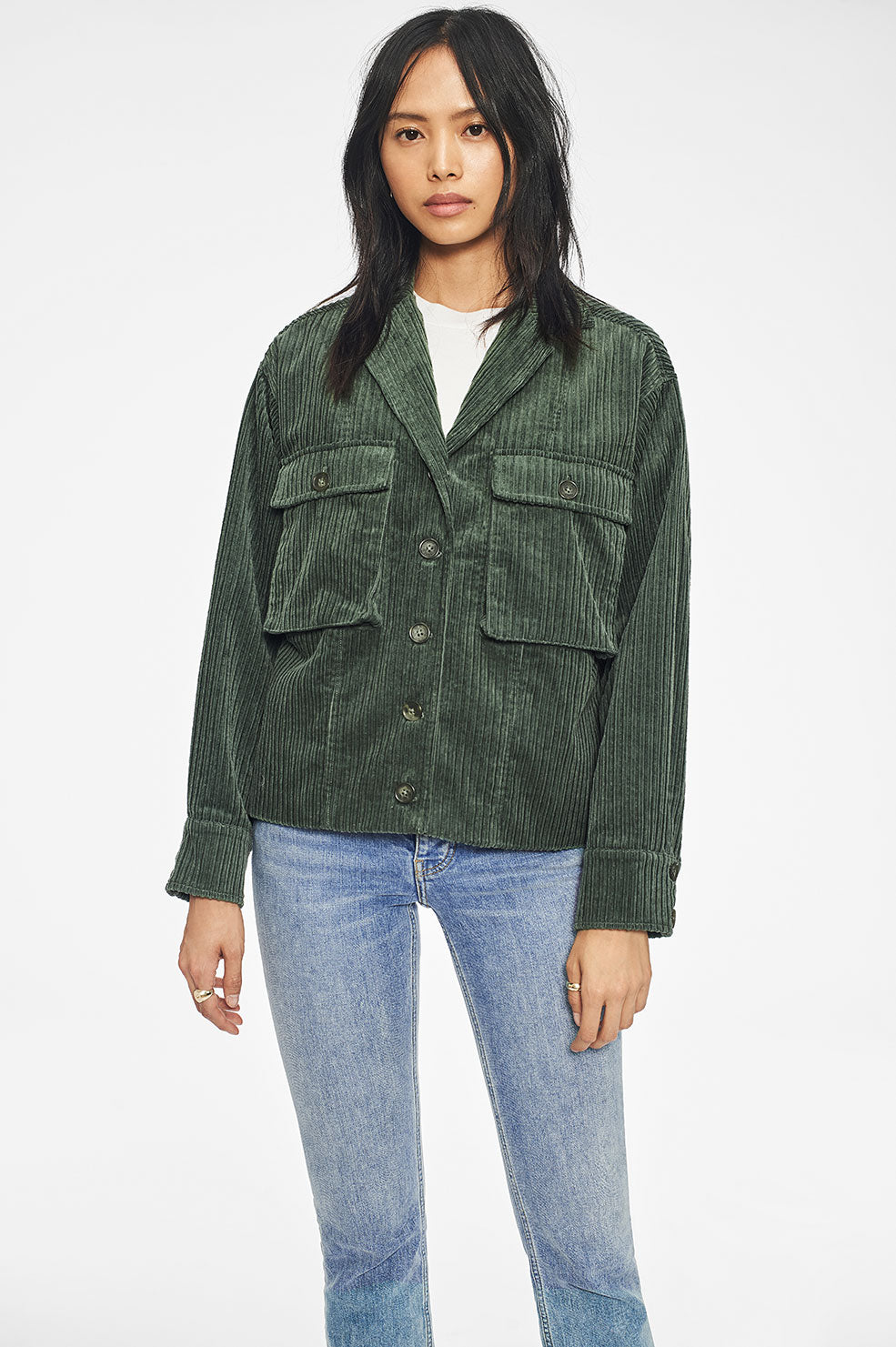 Anine Bing Sam Cotton Jacket In Green