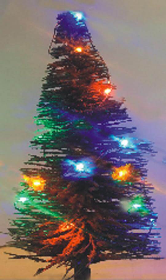 Flashing miniature LED light strings on christmas trees