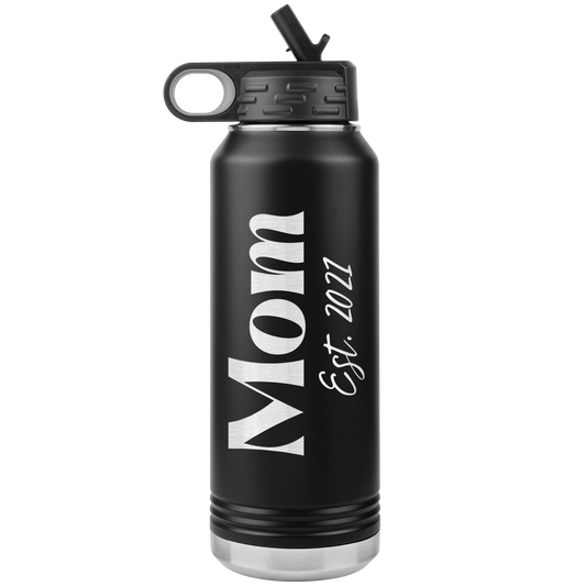 Personalized Water Bottles 32oz with Flip-Top Lid and Straw, Stainless Steel