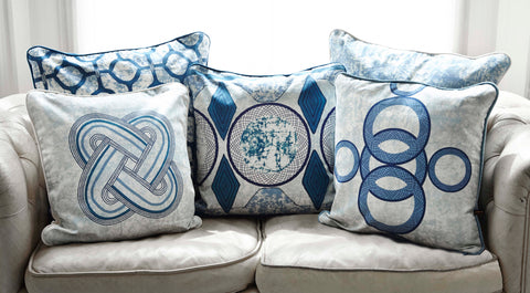 Eva Sonaike Blue luxury African cushions