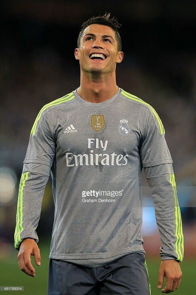 Cristiano Ronaldo Real Madrid 2015 2016 Gray Long Sleeve Jersey Camise