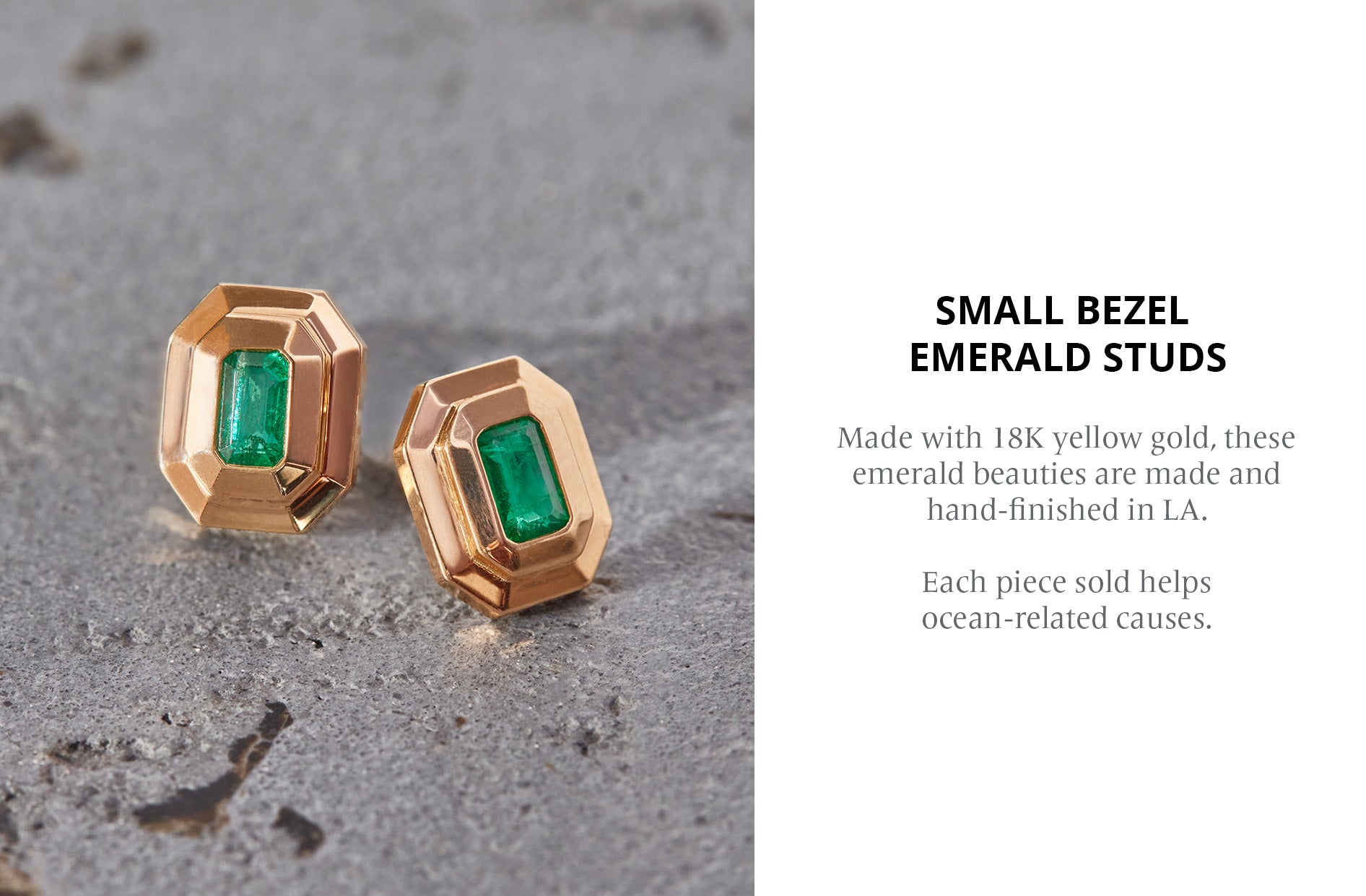 Broken English Jewelry - Azlee - Small Emerald Bezel Stud Earrings