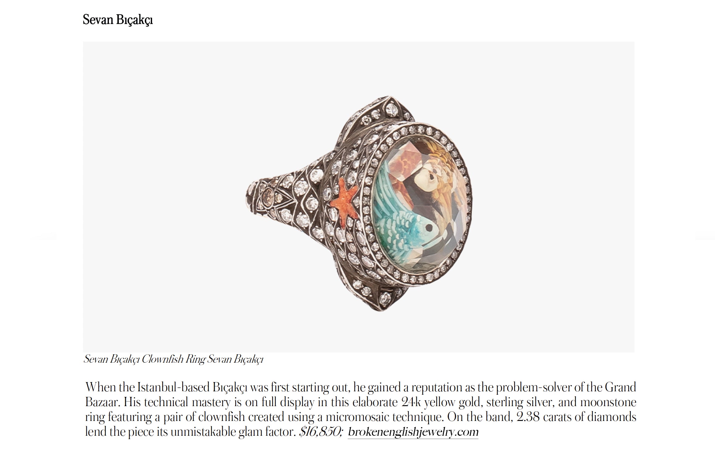 Broken English Jewelry featured in Robb Report, From Seahorse Earrings to Jellyfish Brooches: This Ocean-Inspired High Jewelry Is Swimming in Style, August 14, 2023