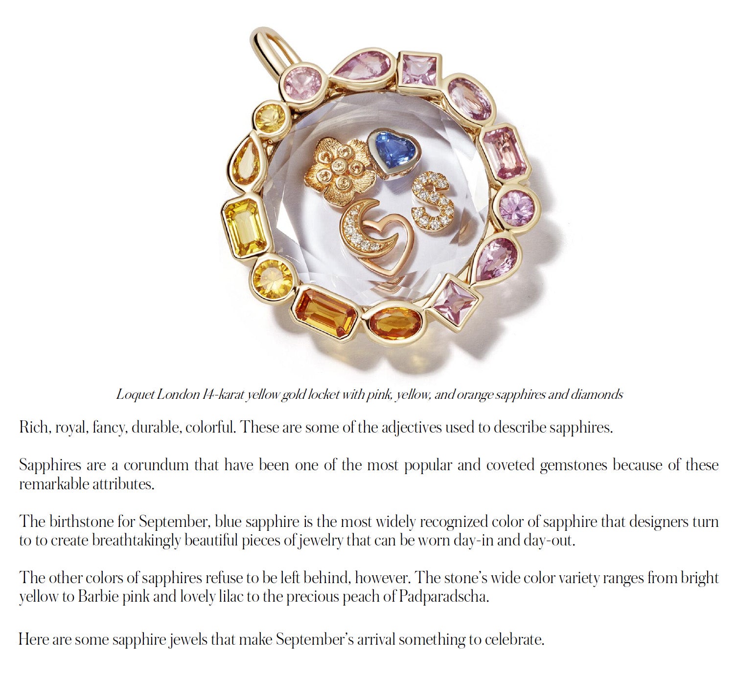 Broken English Jewelry featured in National Jeweler, September 6, 2023, Stylish Sapphire Jewels for September