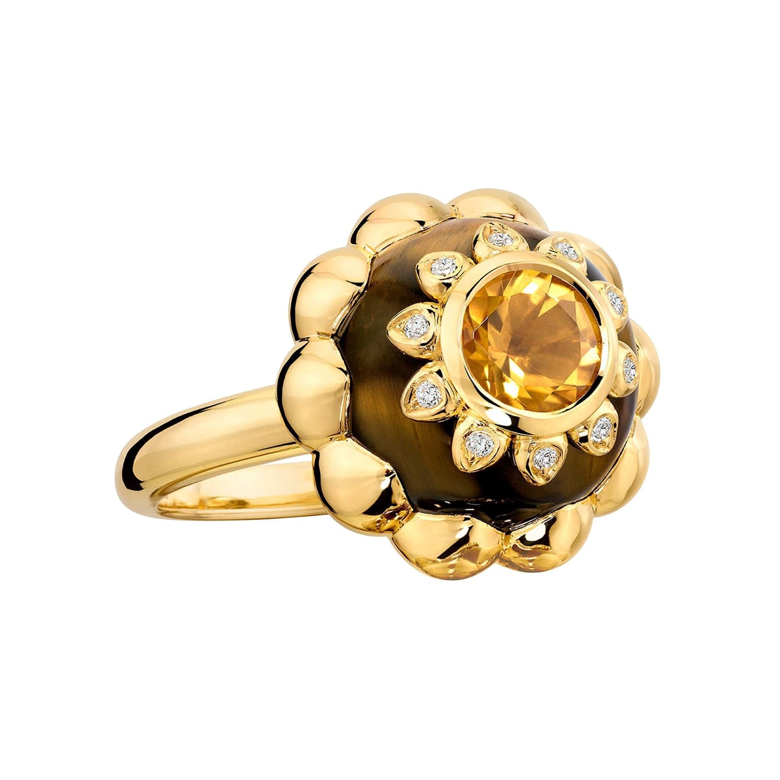 Broken English Jewelry - SOLAR PLEXUS TIGER’S EYE AND CITRINE RING BY STEPHANIE WENK FOR SAUER