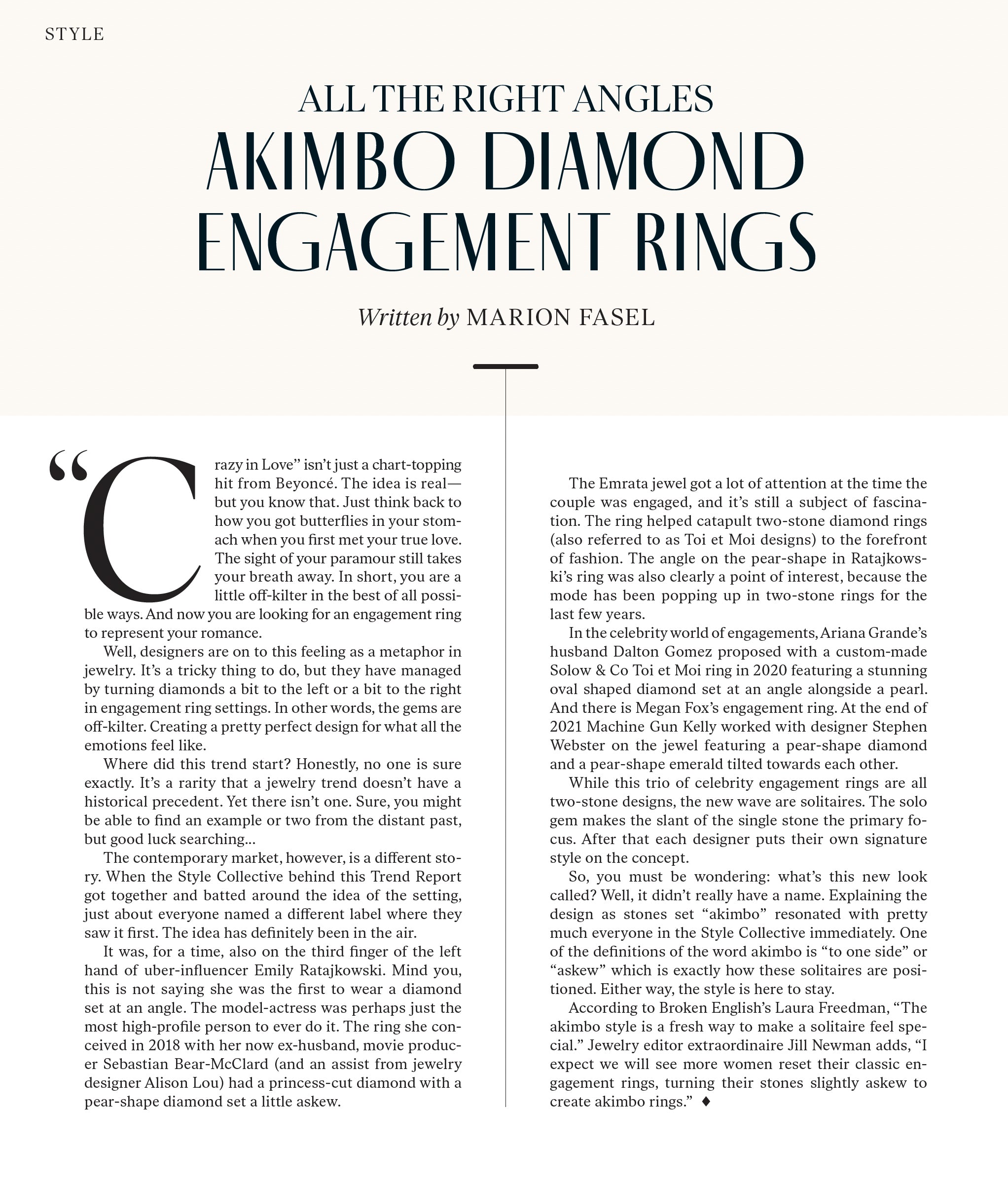 Only Natural Diamonds, Akimbo Diamond Engagement Rings