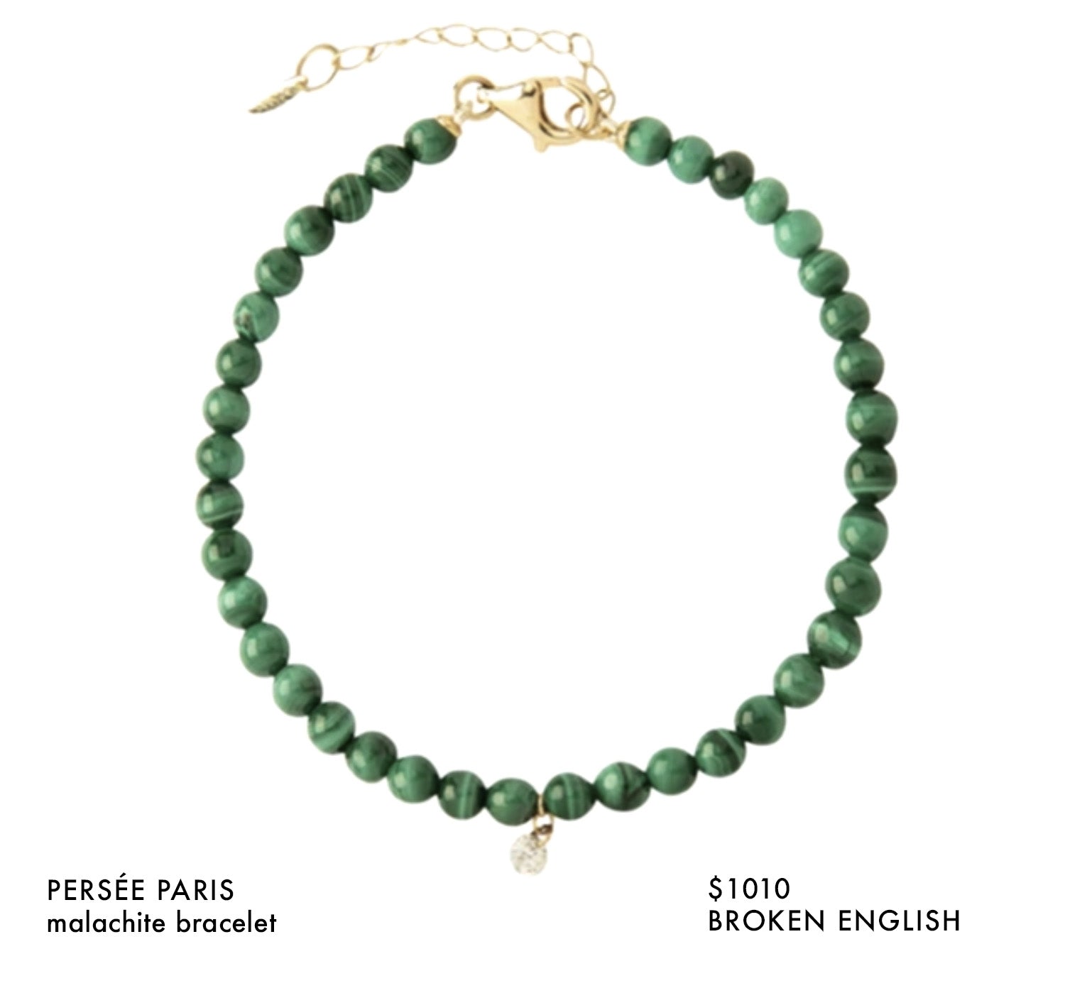 Broken English Jewelry PERSÉE PARIS Malachite Bracelet - Yellow Gold