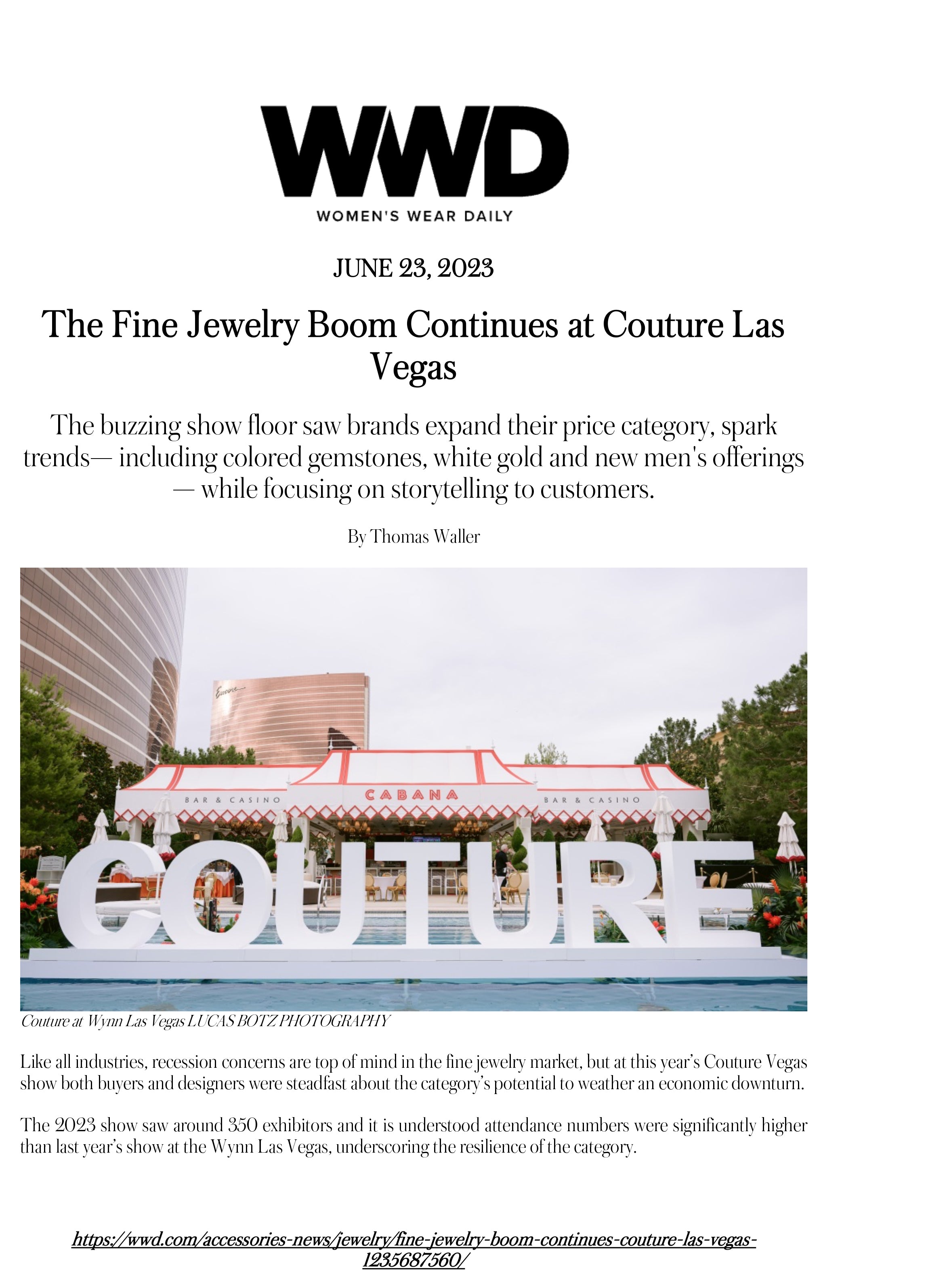 WWD, The Fine Jewelry Boom Continues at Couture