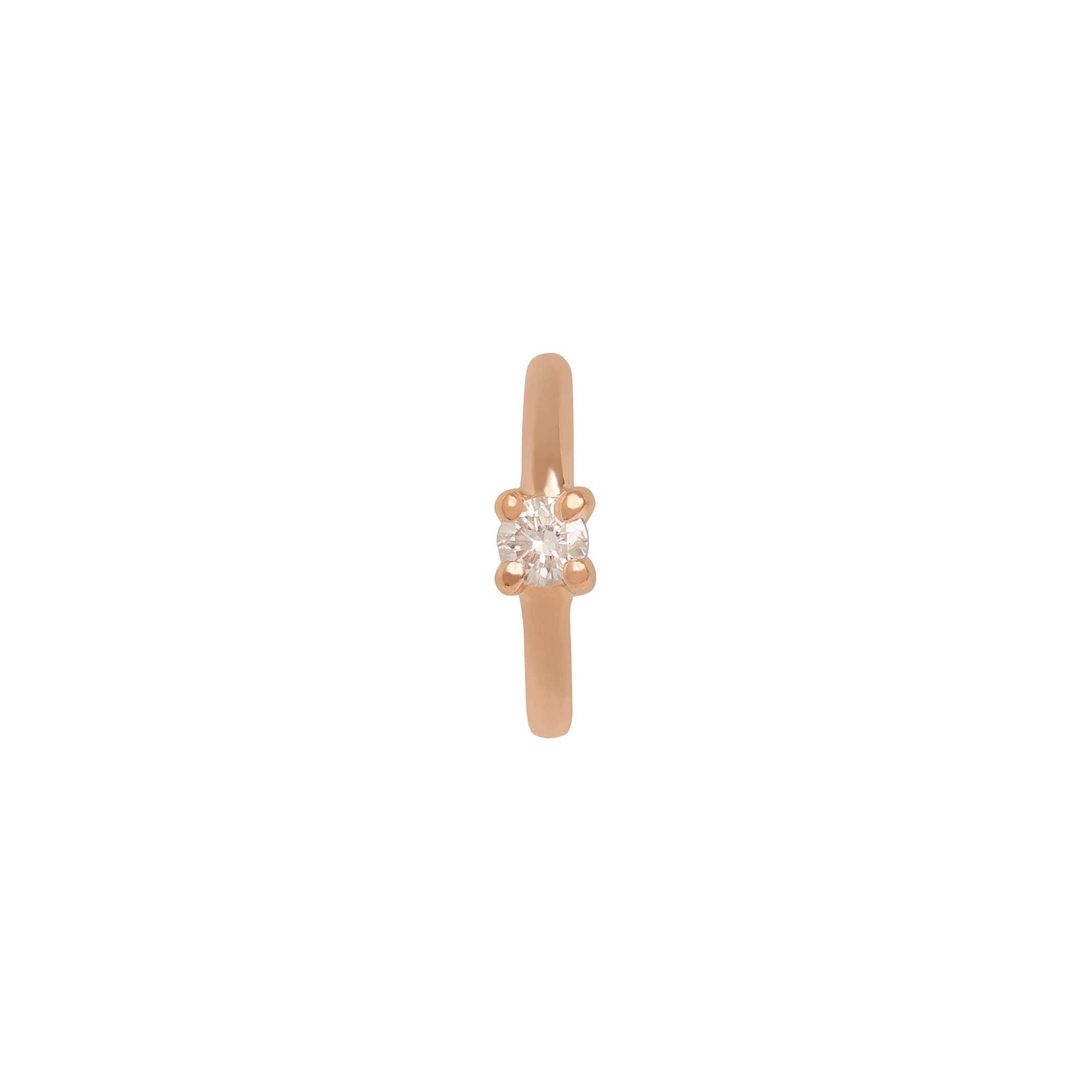 Round Prong Huggie 6.5mm - Rose Gold