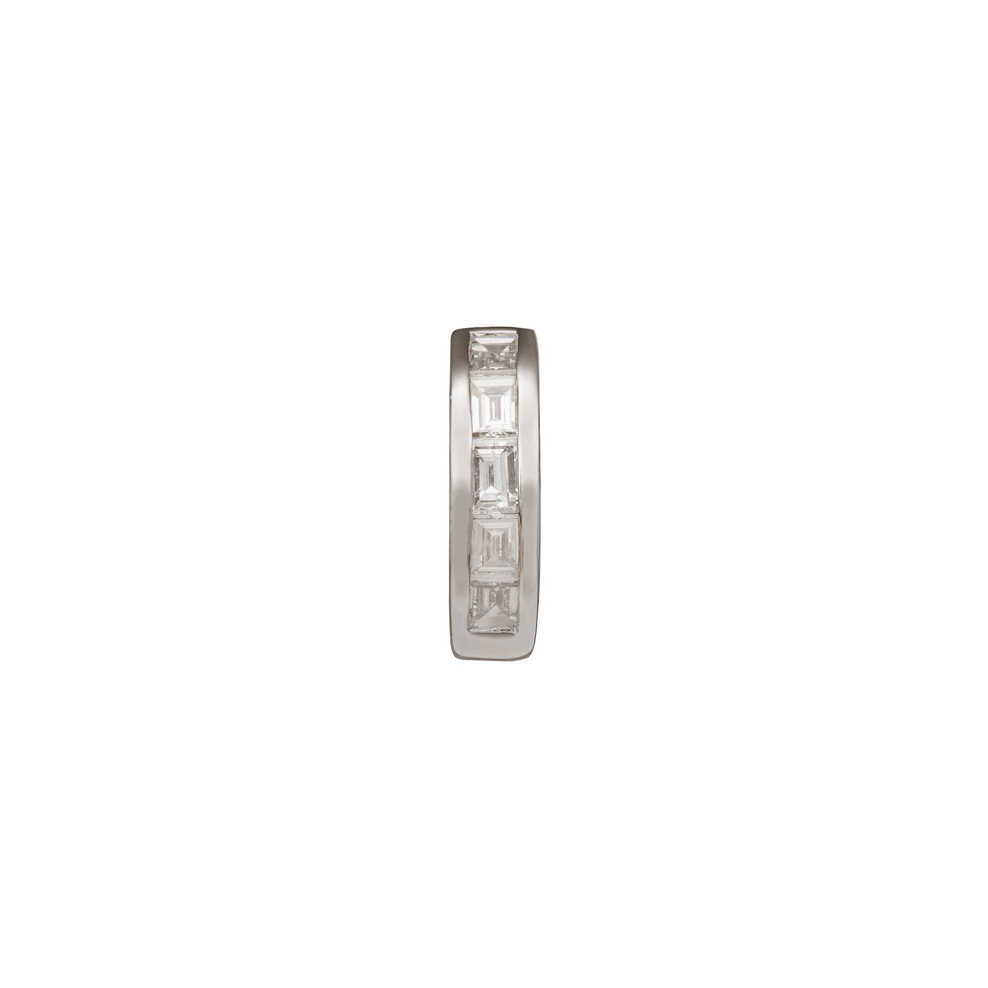 Half Baguette Huggie 6.5mm - White Gold