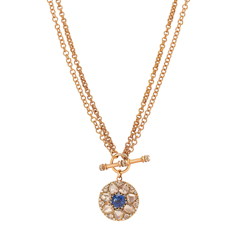 Selim Mouzannar Beirut Blue Sapphire Toggle Necklace - Rose Gold - Broken English Jewelry