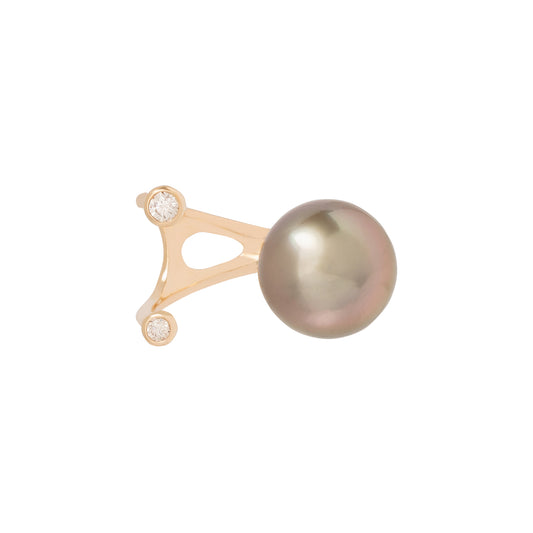 Hirotaka Cuff Ring l - Diamond & South Sea Pearl - Rings - Broken