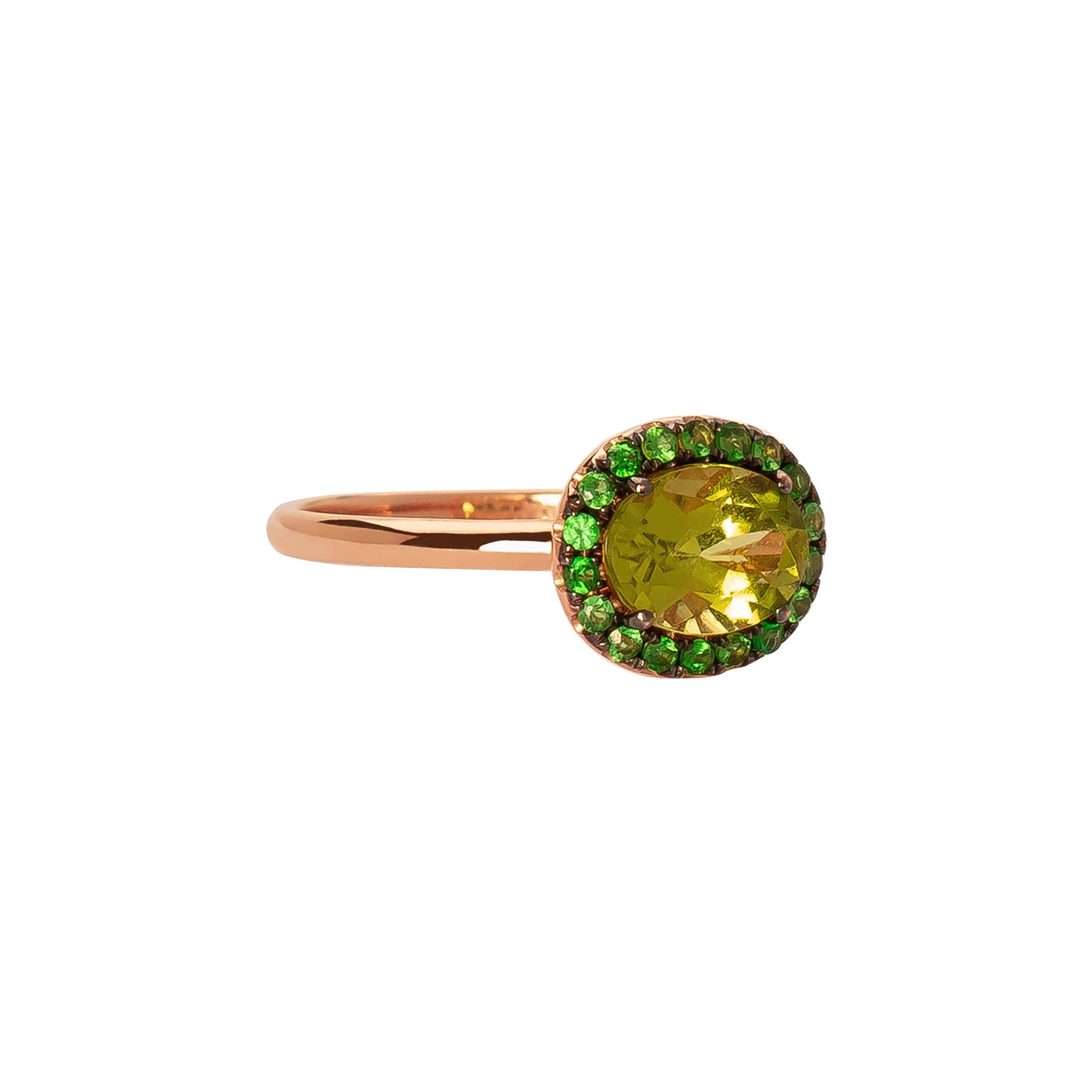Oval Peridot & Green Garnet Ring