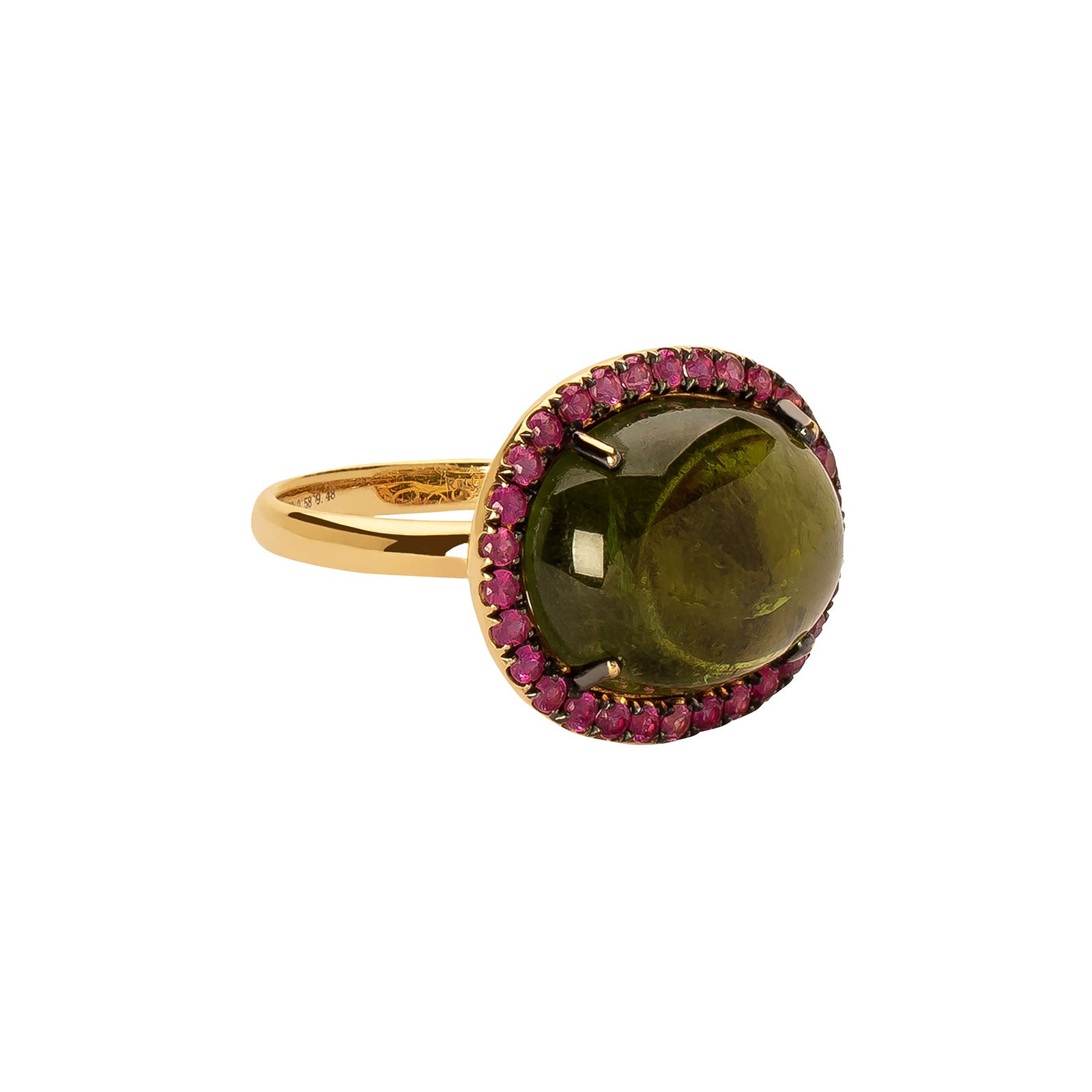 Oval Cabochon Tourmaline & Pink Sapphire Ring