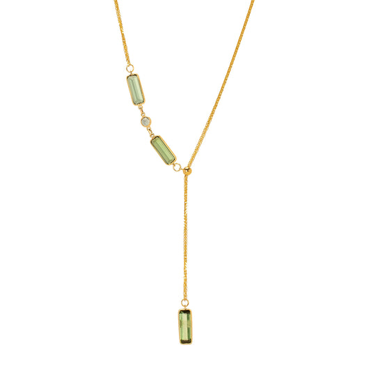 YI Collection Lasso Lariat Necklace - Tourmaline & Sapphire - Necklaces - Broken English Jewelry