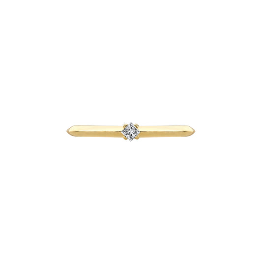 One Sided Petite Pavé Knife Edge Band Yellow Gold Ring, 7 | Lizzie Mandler