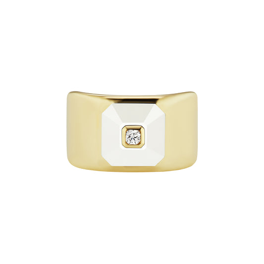Maria Canale Pyramide Statement Ring - White Agate - Broken English Jewelry