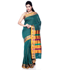 Mandakini Ilkal Cotton Saree in Green color