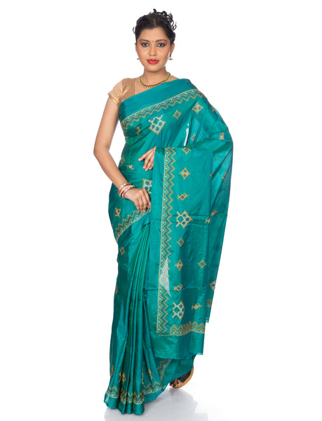 Peacock blue handloom silk paithani saree – OnlyPaithani