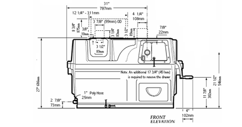 Sun-Mar Centrex 3000 Composting Toilet System Dimensions