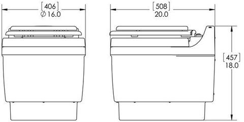 LAVEO DRY FLUSH TOILET PLUS PACK  Dimensions