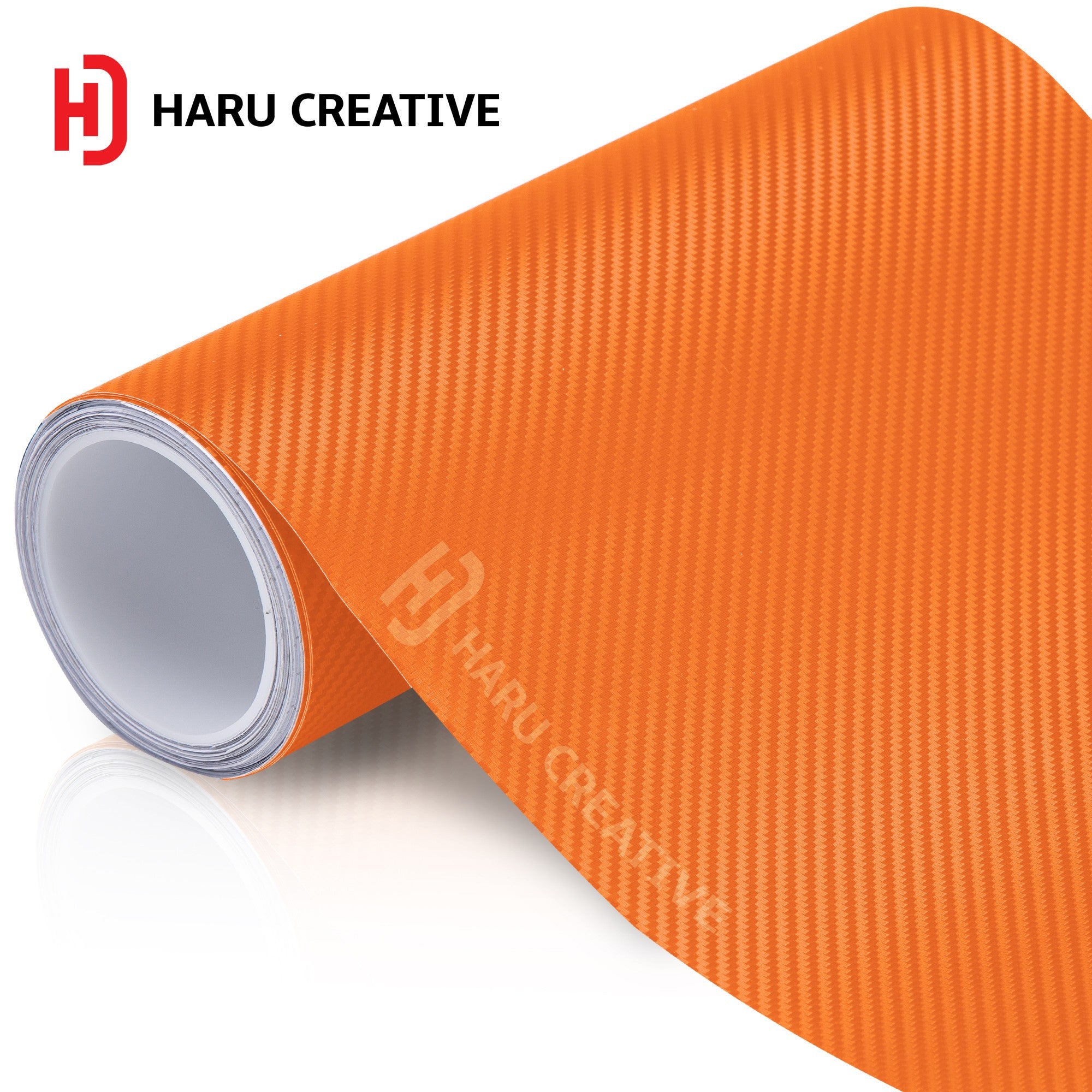 Orange 3d Carbon Fiber Vinyl Wrap Adhesive Decal Film Sheet Roll