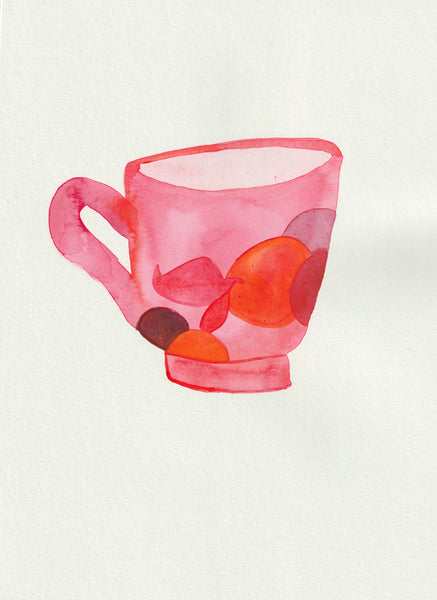 Watercolor painting by artist Johanna Tagada of a coffee cup inspired by Canyon Coffee's Tolima Especial