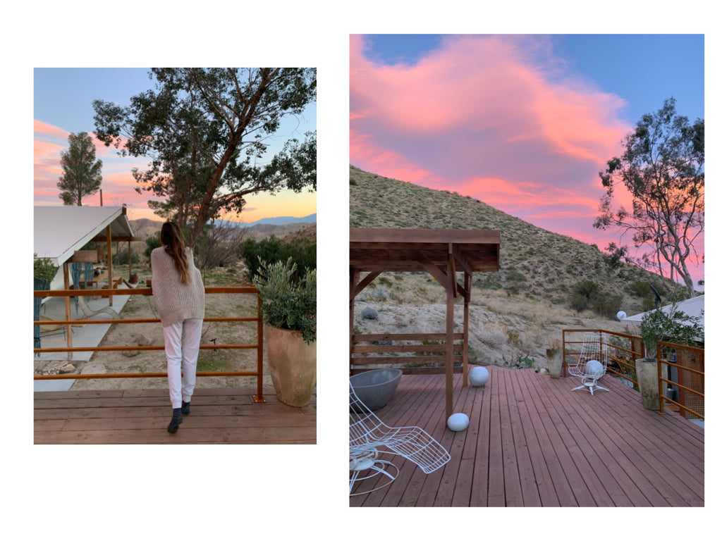 Ally Walsh watching the sunset at Merchant High Desert House near Joshua Tree, CA in 2020