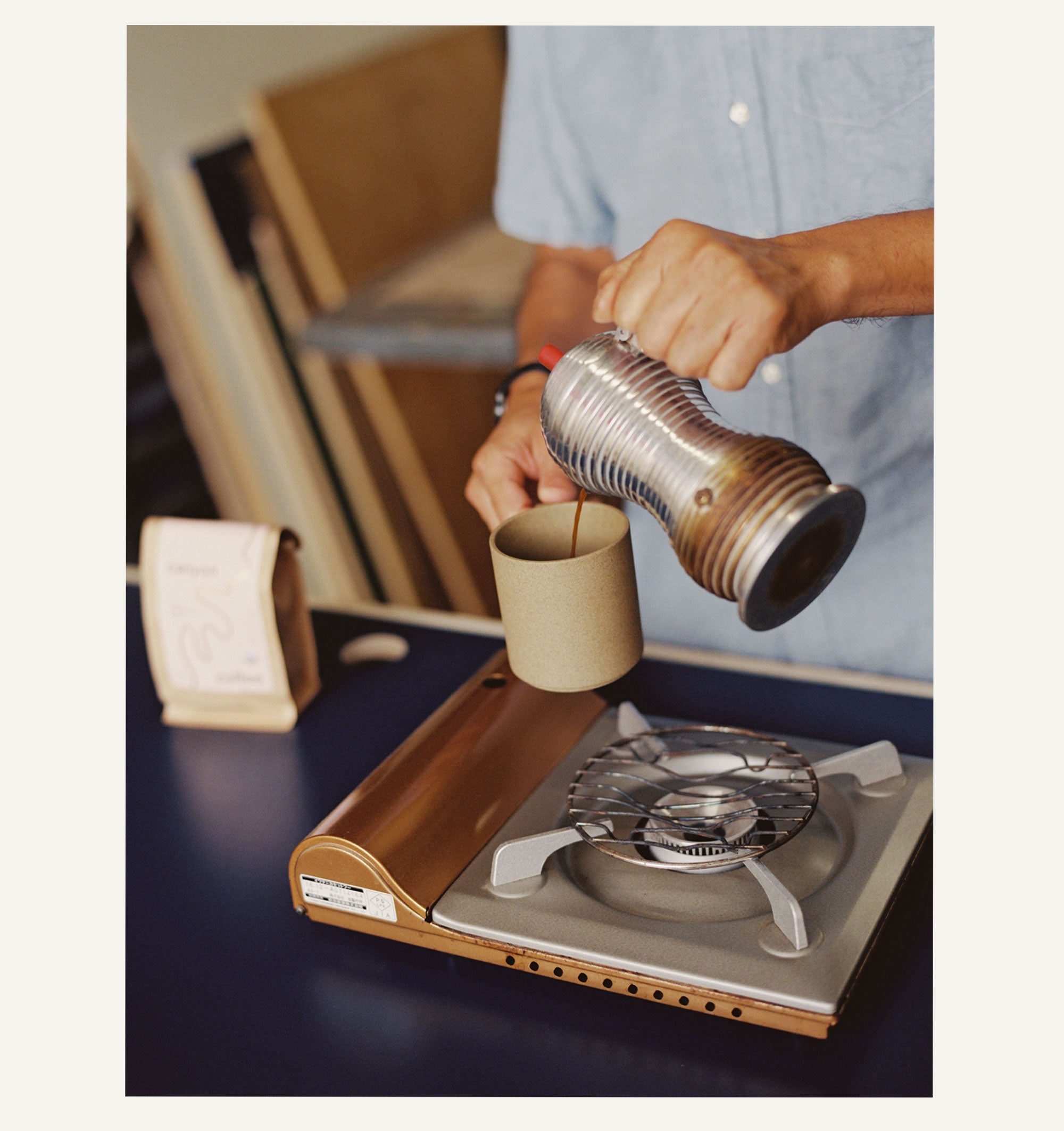 Canyon Coffee being made by Shin Okuda with a Moka Pot