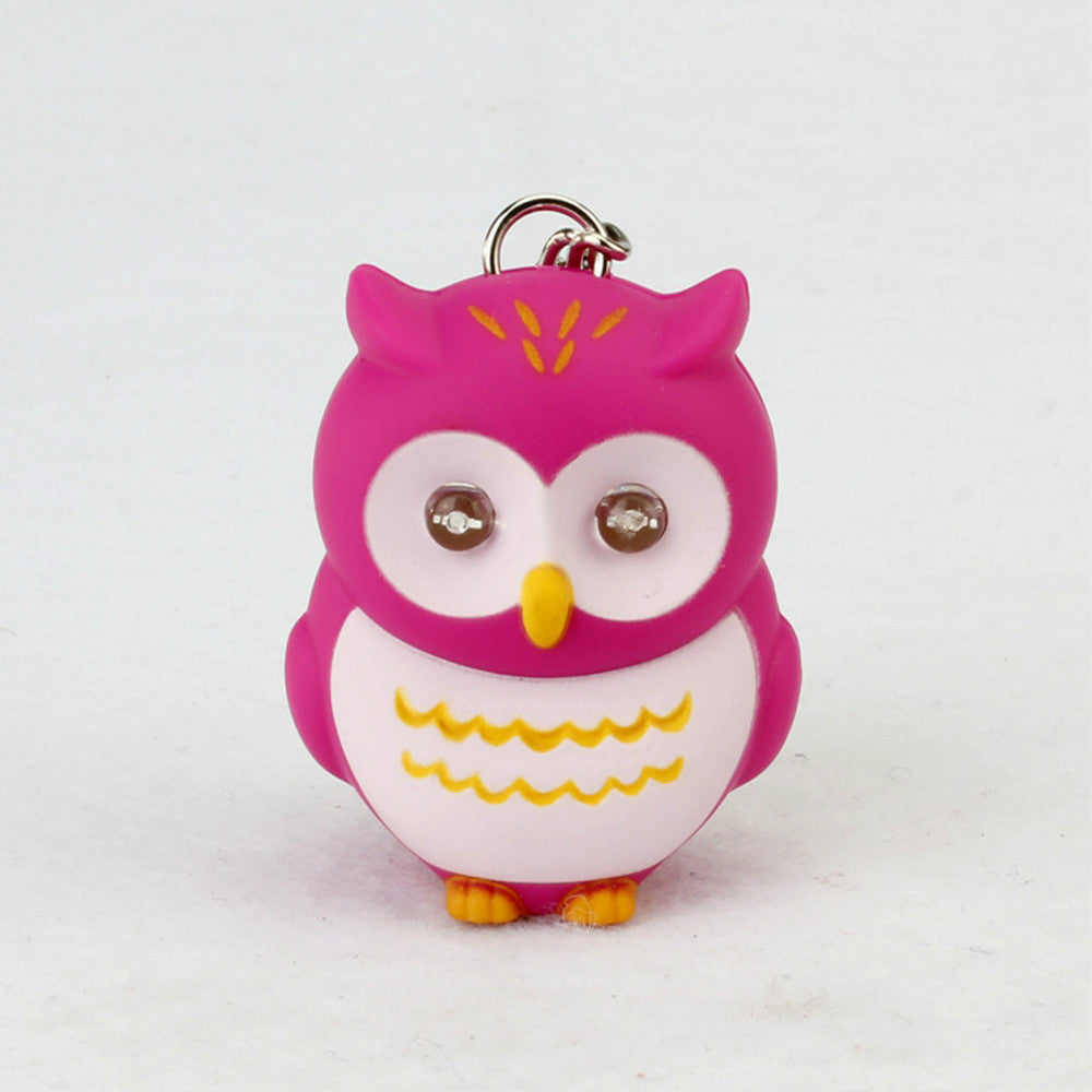 6 Optional Colors Cute Owl Led Key Chain Torch Make Sound And