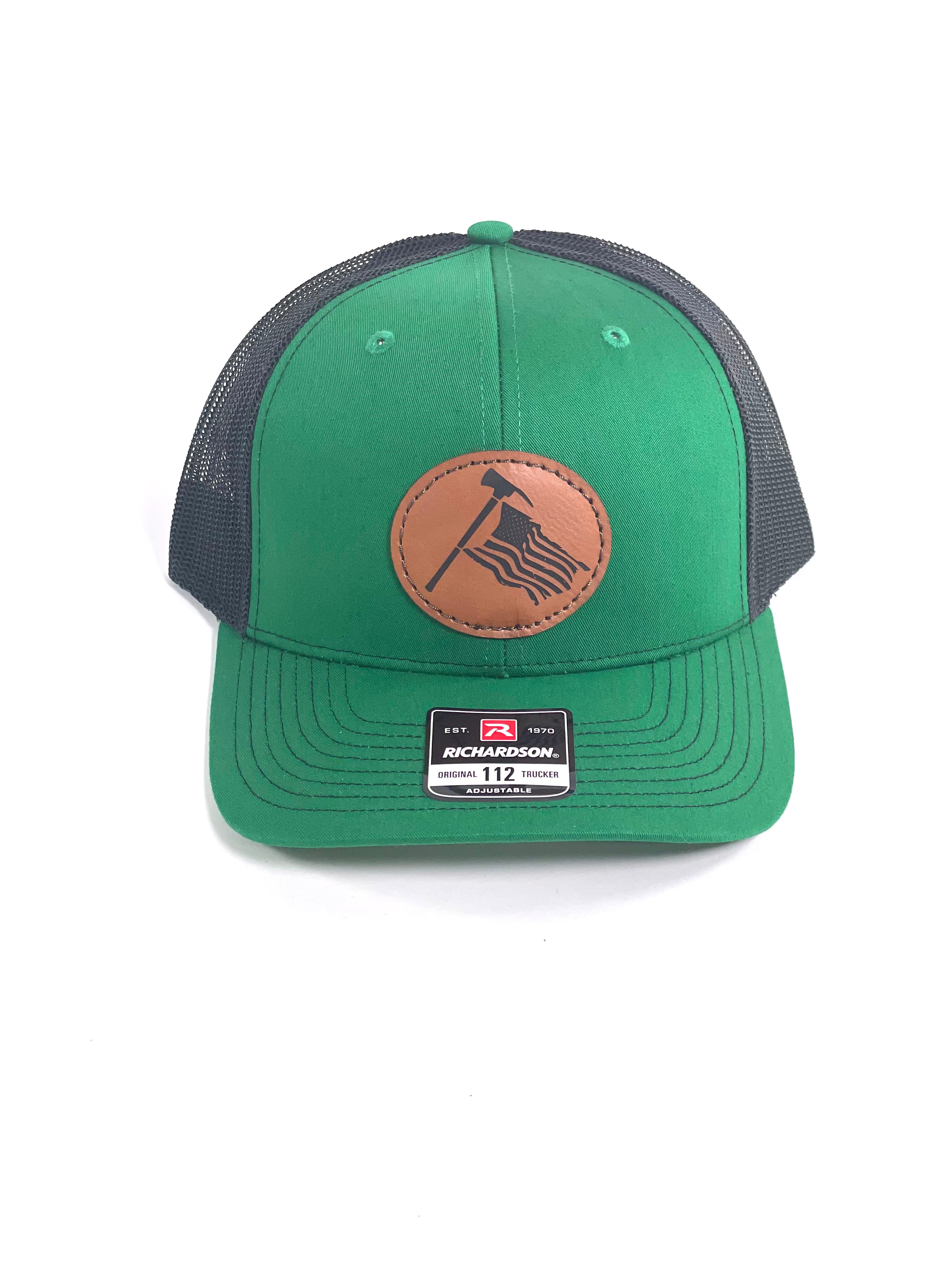 OLD GLORY LEATHER - BLACK/GREEN SNAPBACK/CURVED BILL