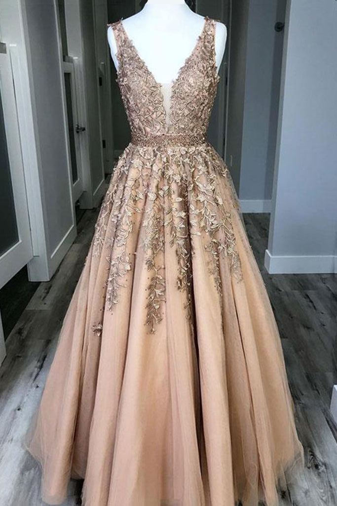 champagne color long formal dresses