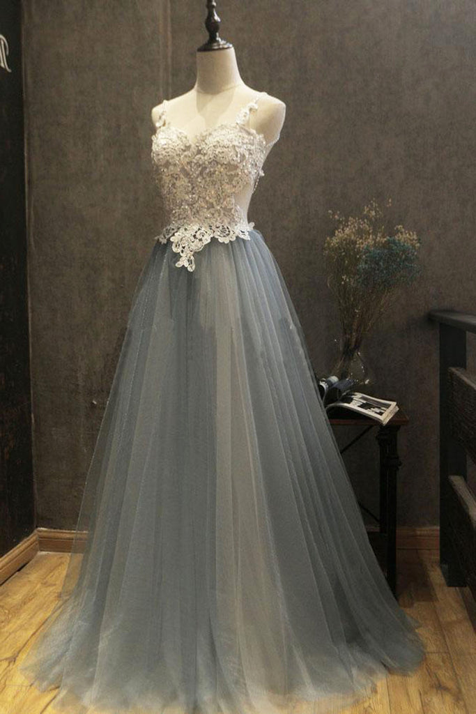 grey and white formal dress