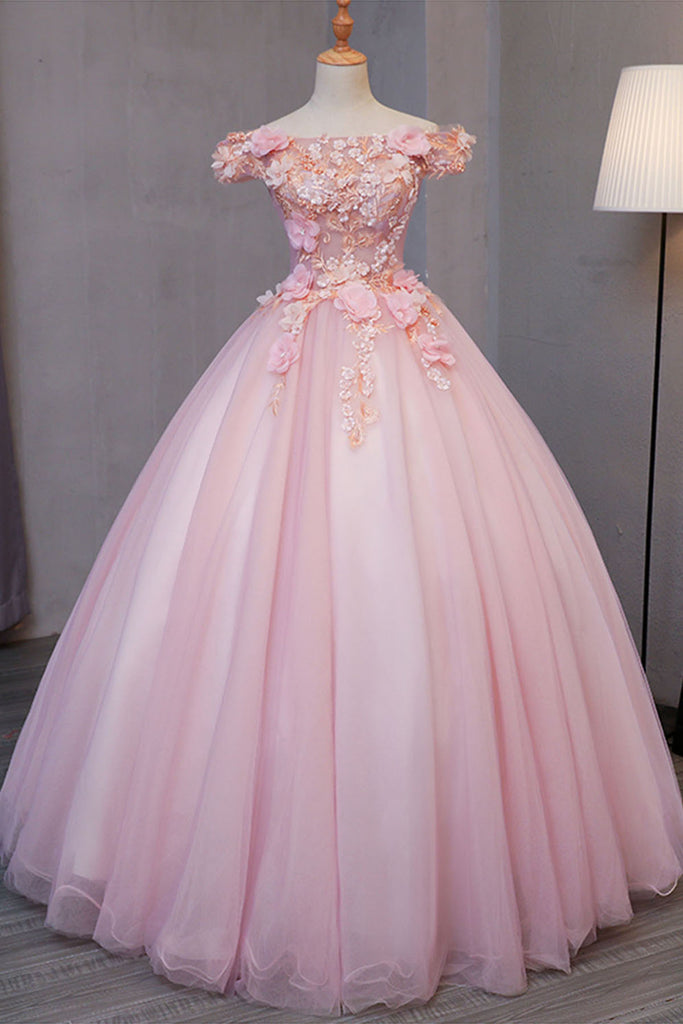 75 Long Pink Puffy Prom Dresses