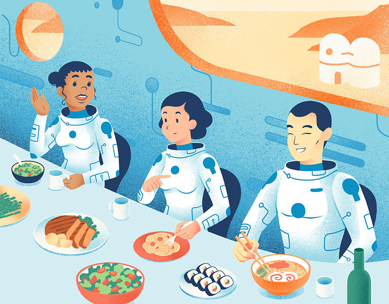Mars: A Food Odyssey Final Illustration - Eating Together