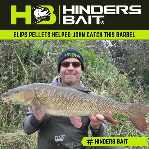 John with a Barbel Caught on Elips Pellets