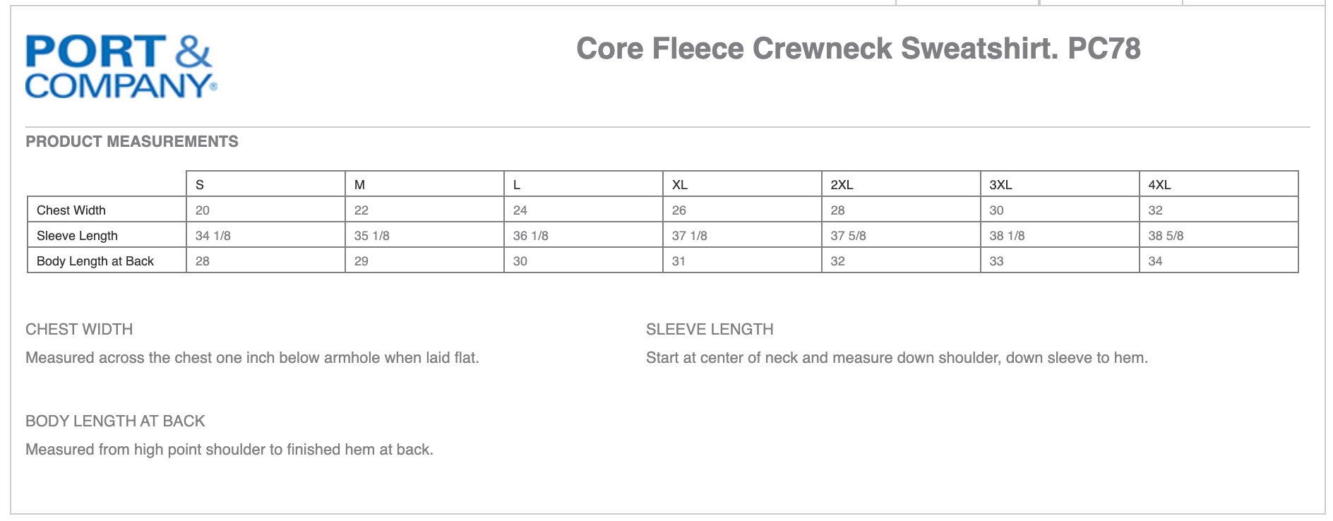 PORT & COMPANY (PC78) CREW NECK