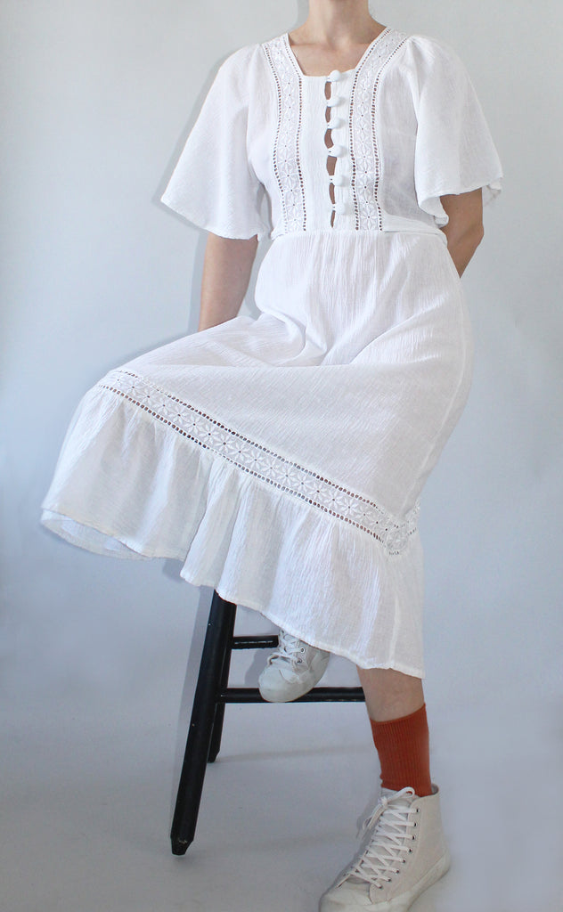 70s cheesecloth dress